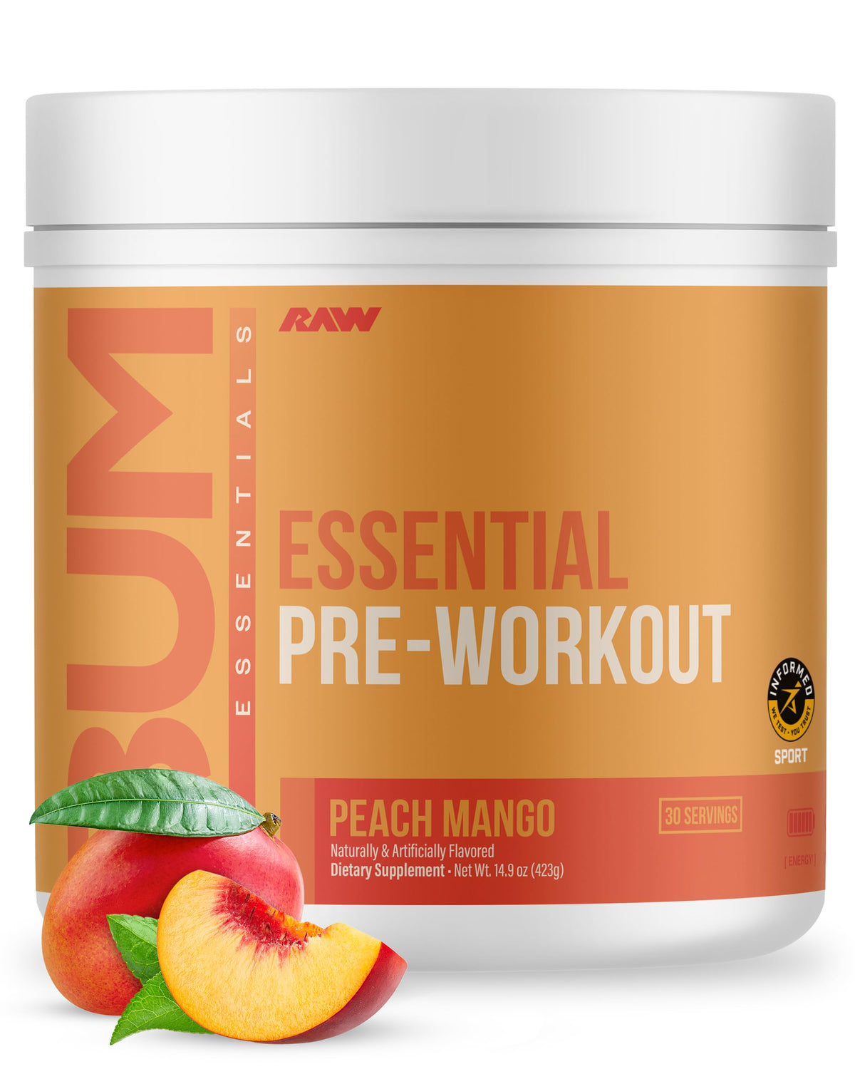 RAW Essential Pre presentación frontal mostrando el envase y beneficios