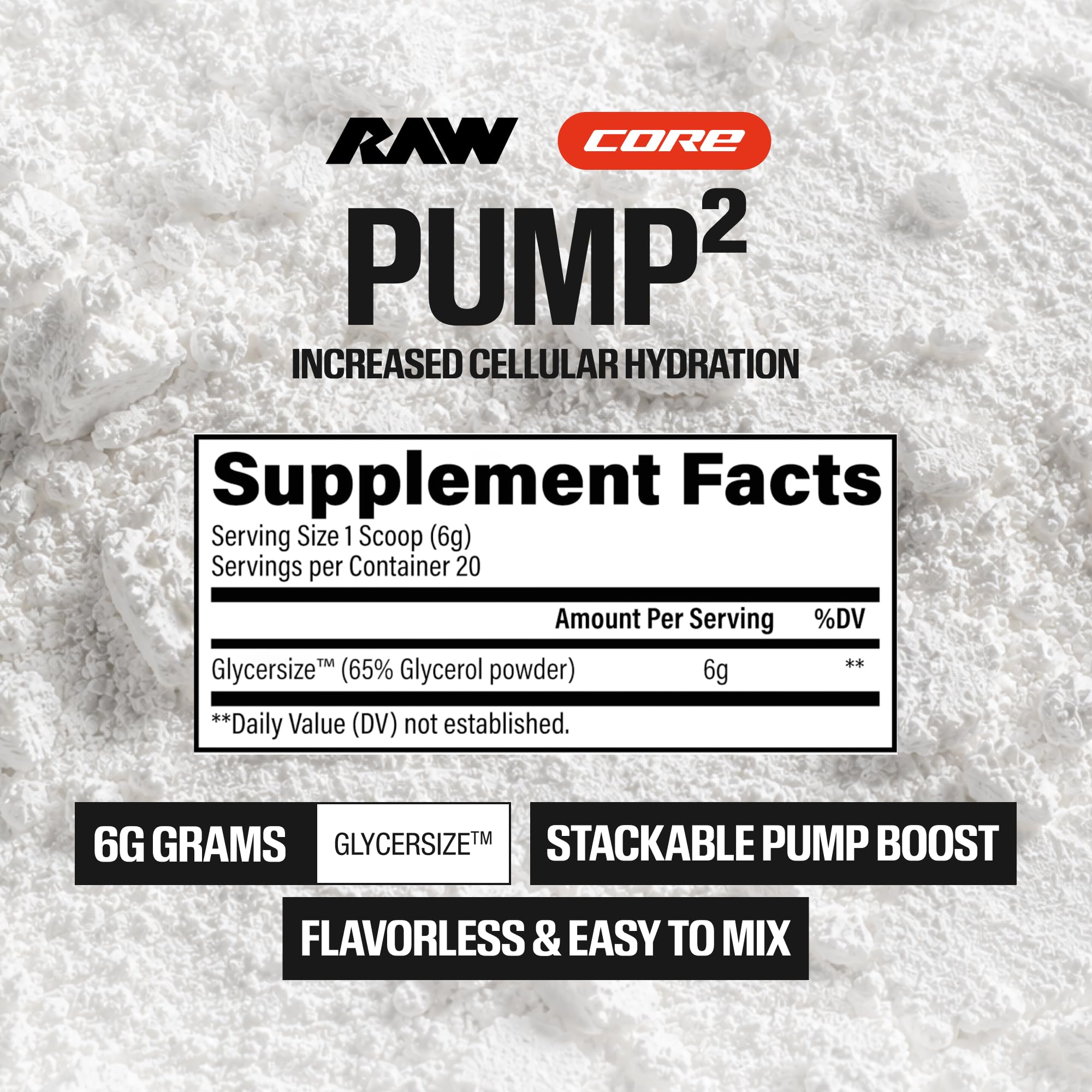 Primer plano del polvo RAW Pump2 con textura fina que facilita la mezcla y sin sabor