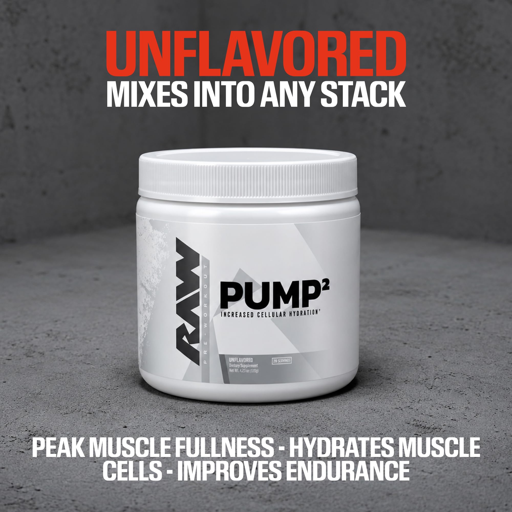 Detalle de la etiqueta RAW Pump2 mostrando ingredientes y pureza para mayor confianza