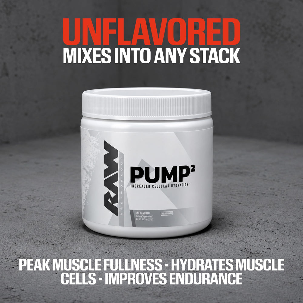 Detalle de la etiqueta RAW Pump2 mostrando ingredientes y pureza para mayor confianza