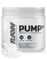 Envase RAW Pump2 al frente mostrando la presentación y 20 servicios, ideal para aumentar el bombeo