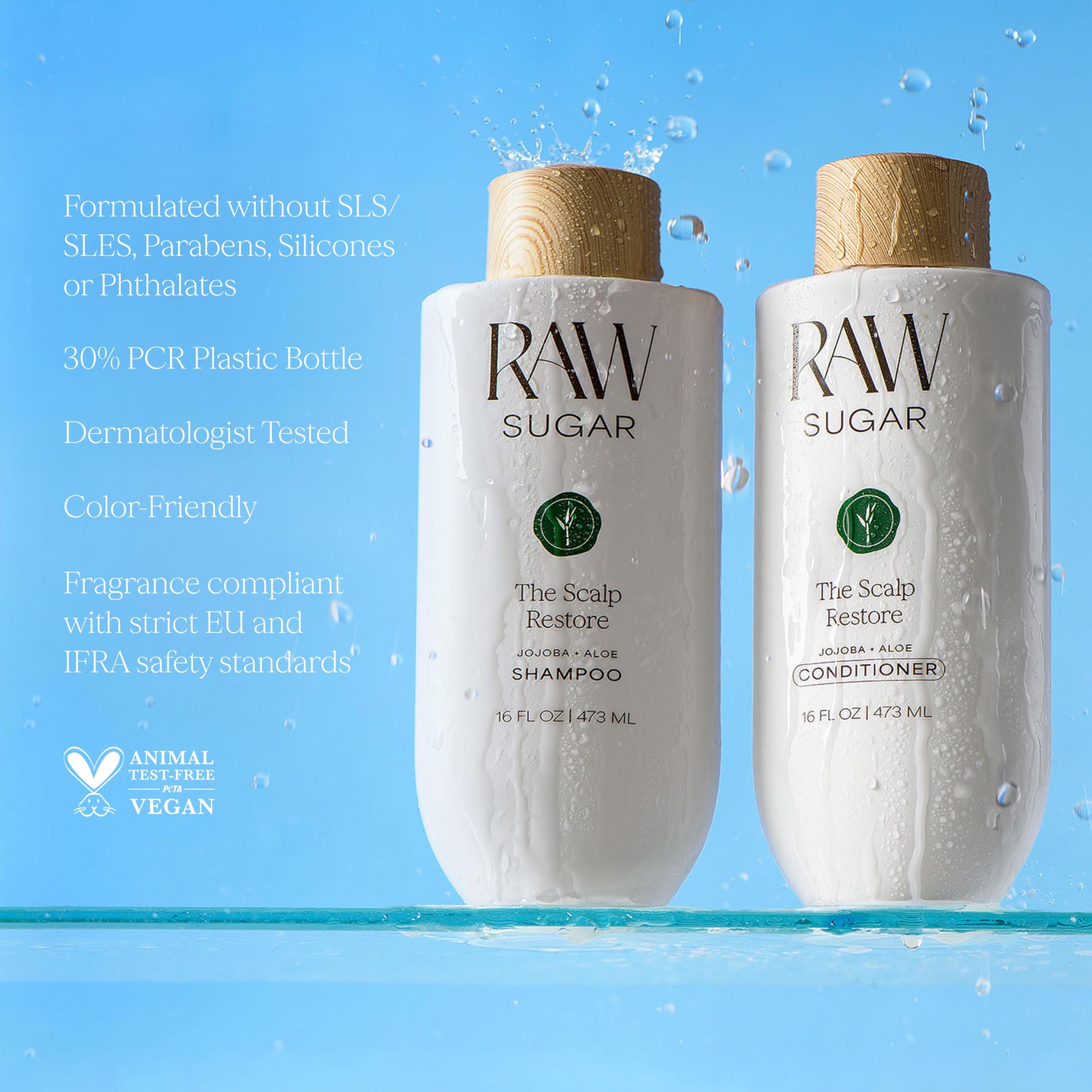 Raw Sugar comparación de tamaño de las botellas para referencia de volumen
