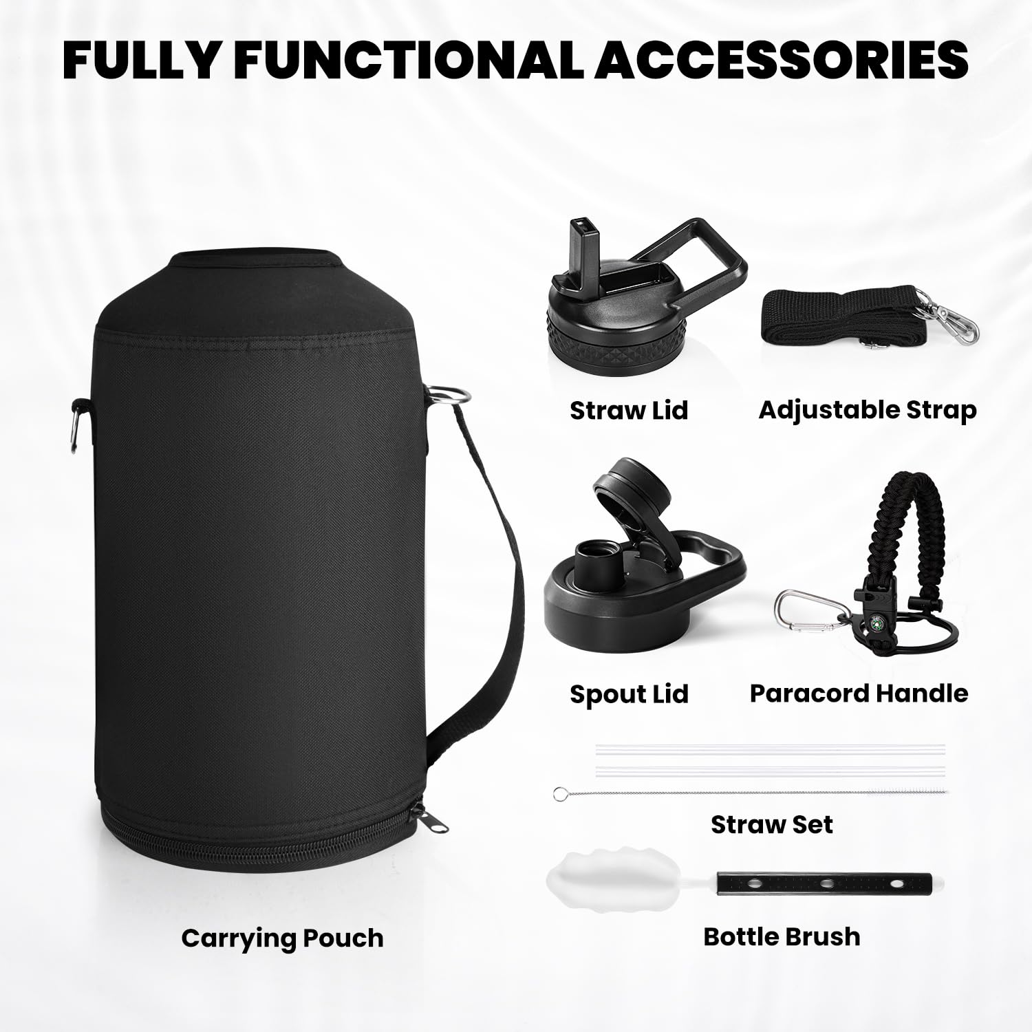 RAYMYLO conjunto completo con funda, cepillos, tapas y paracord incluidos