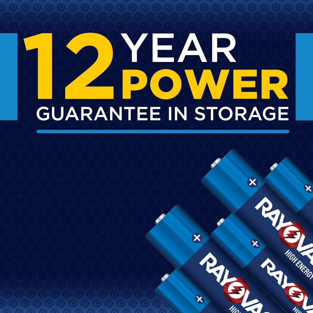 Rayovac textura de caja abierta con pilas, packing compacto y ordenado