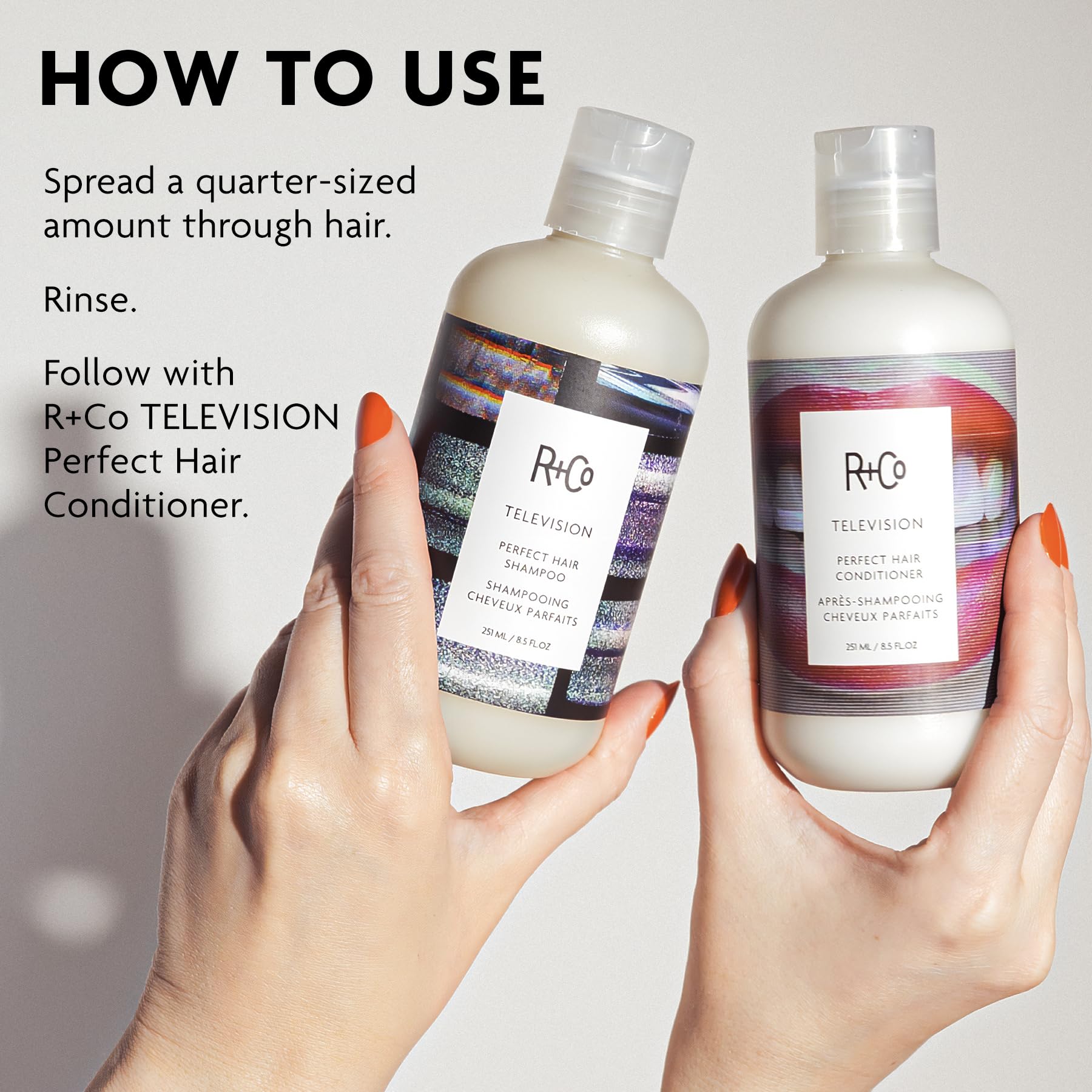R+Co cabello con brillo y suavidad tras usar el champú