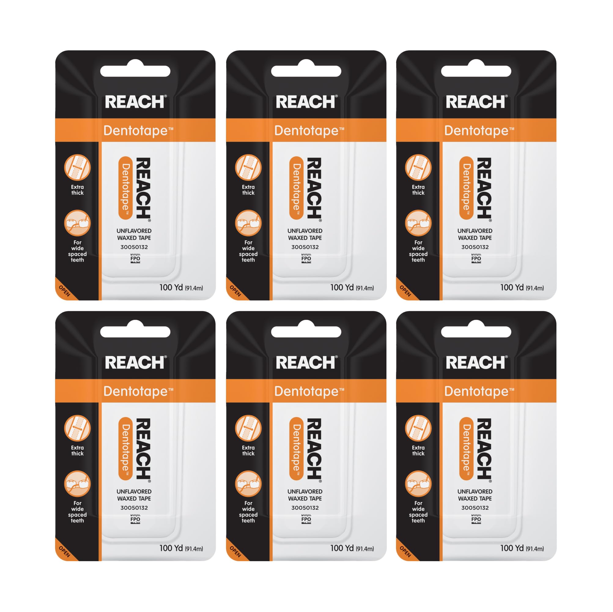 Reach dentotape vista frontal del paquete, limpieza eficaz
