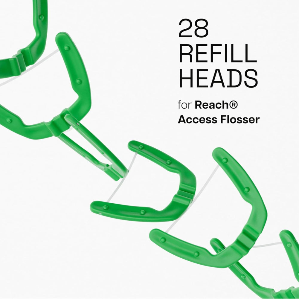 Reach primer plano de la cabeza de floss mostrando hilo PTFE resistente y detalle