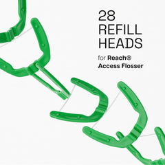 Reach primer plano de la cabeza de floss mostrando hilo PTFE resistente y detalle