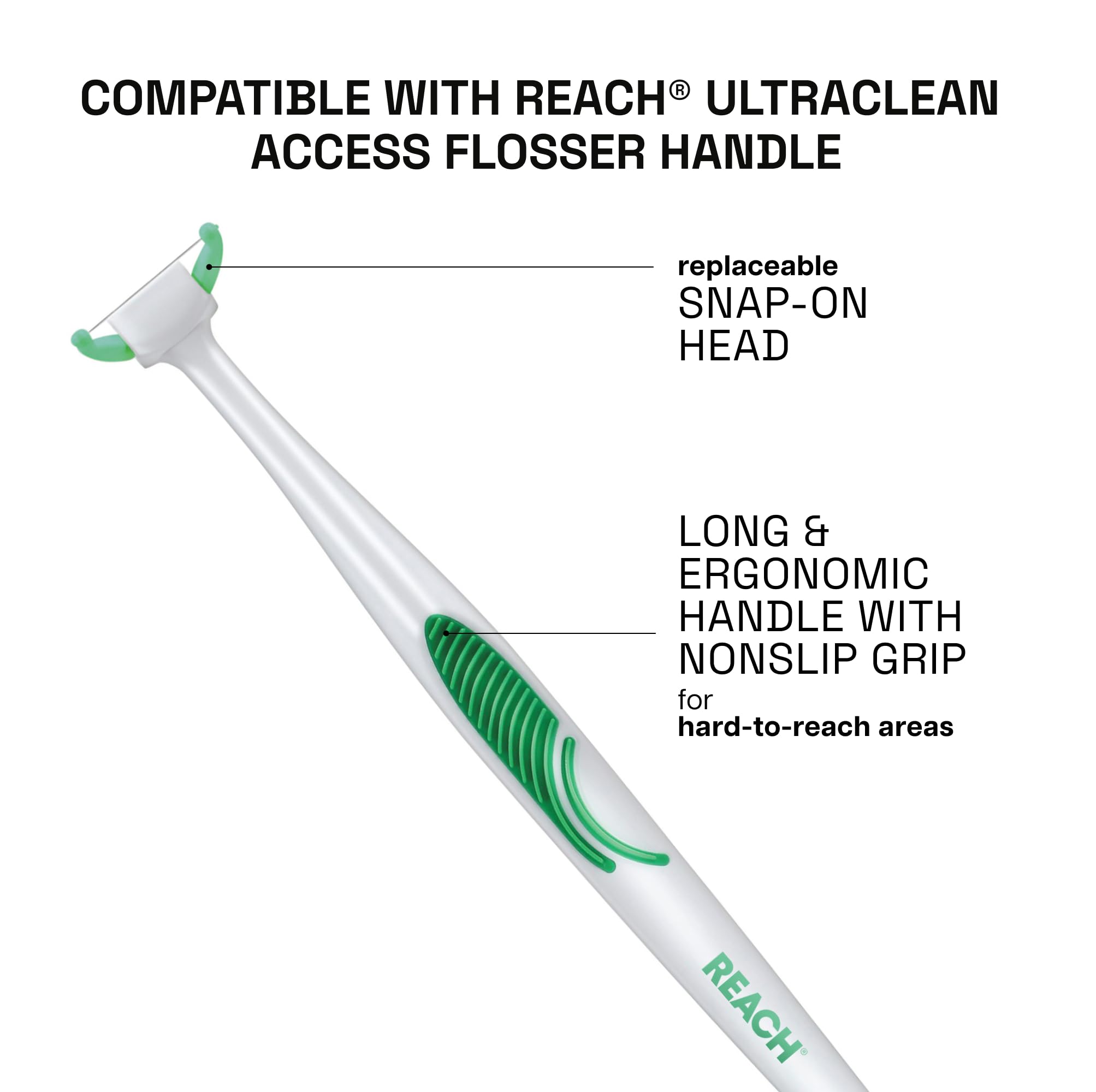 REACH cabeza instalada en Ultraclean Access Flosser para uso fácil