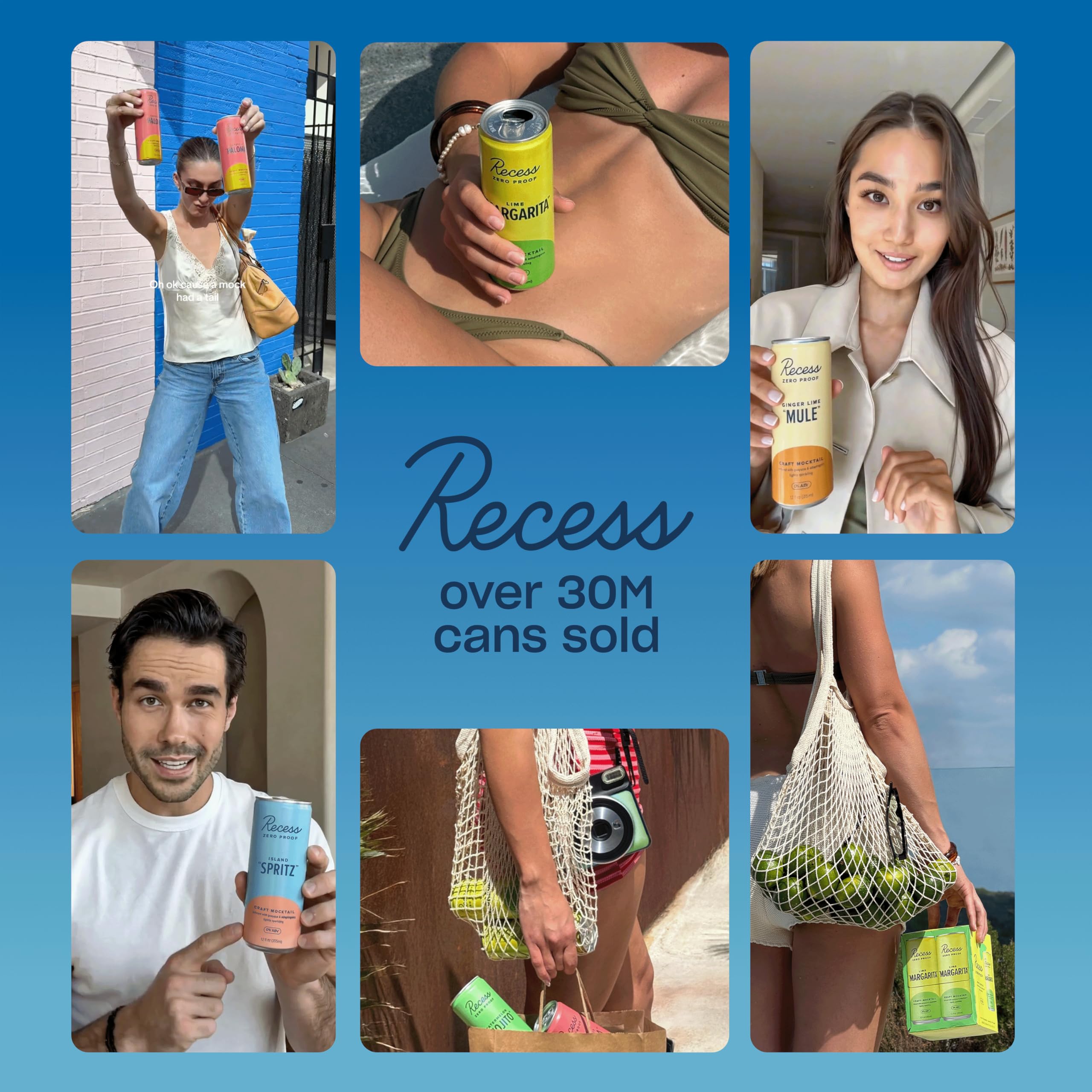 Recess etiqueta con ingredientes naturales y bajo contenido calórico