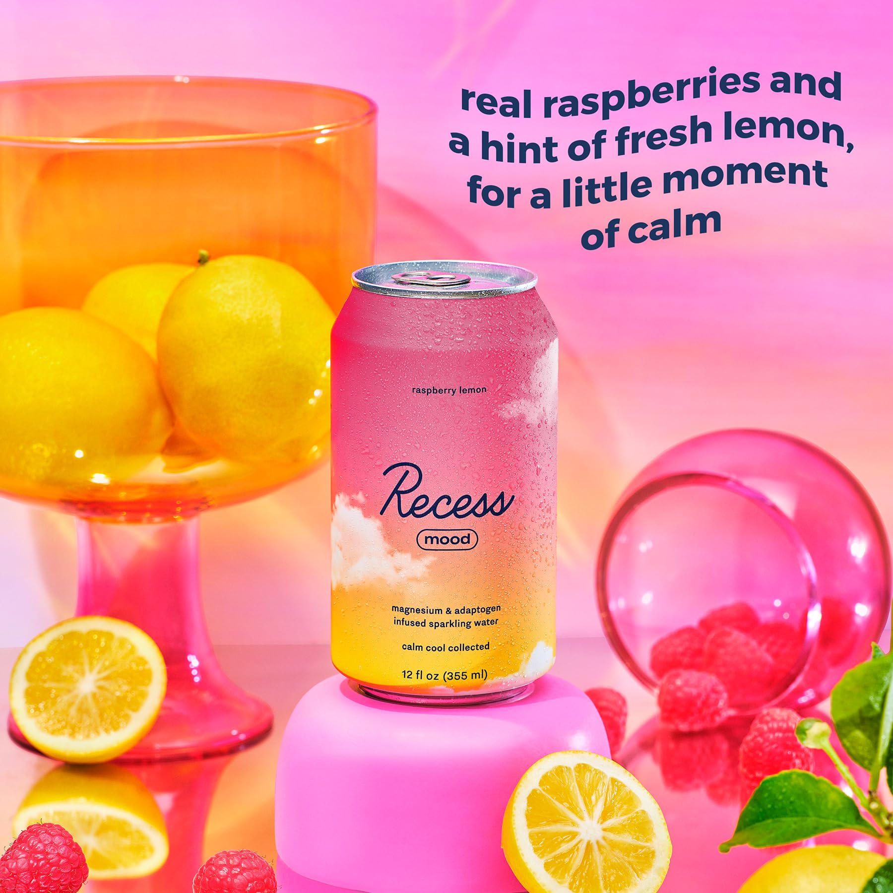 Recess etiqueta con ingredientes funcionales para tranquilidad