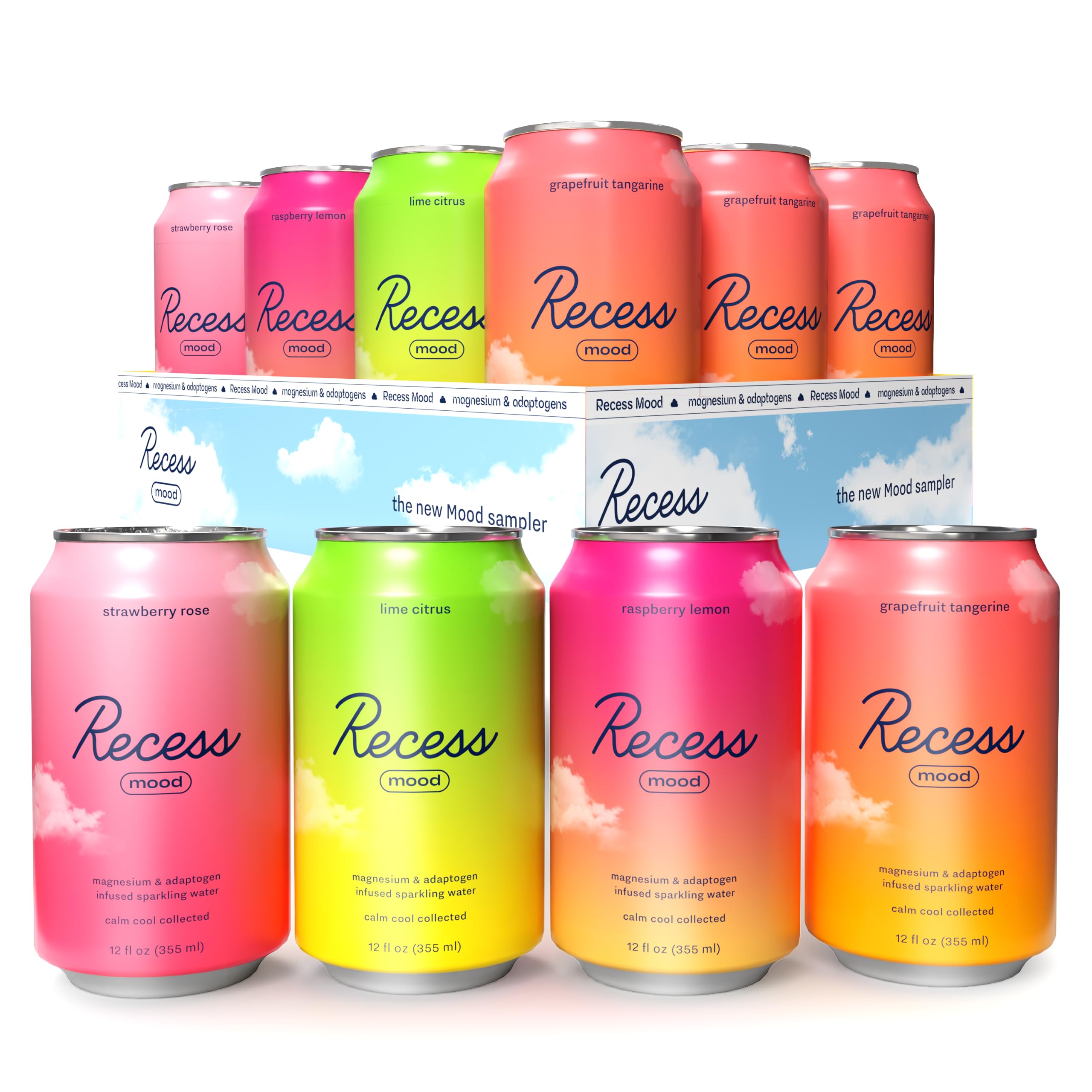 Recess packaging frontal con las cuatro variedades y beneficio de variedad