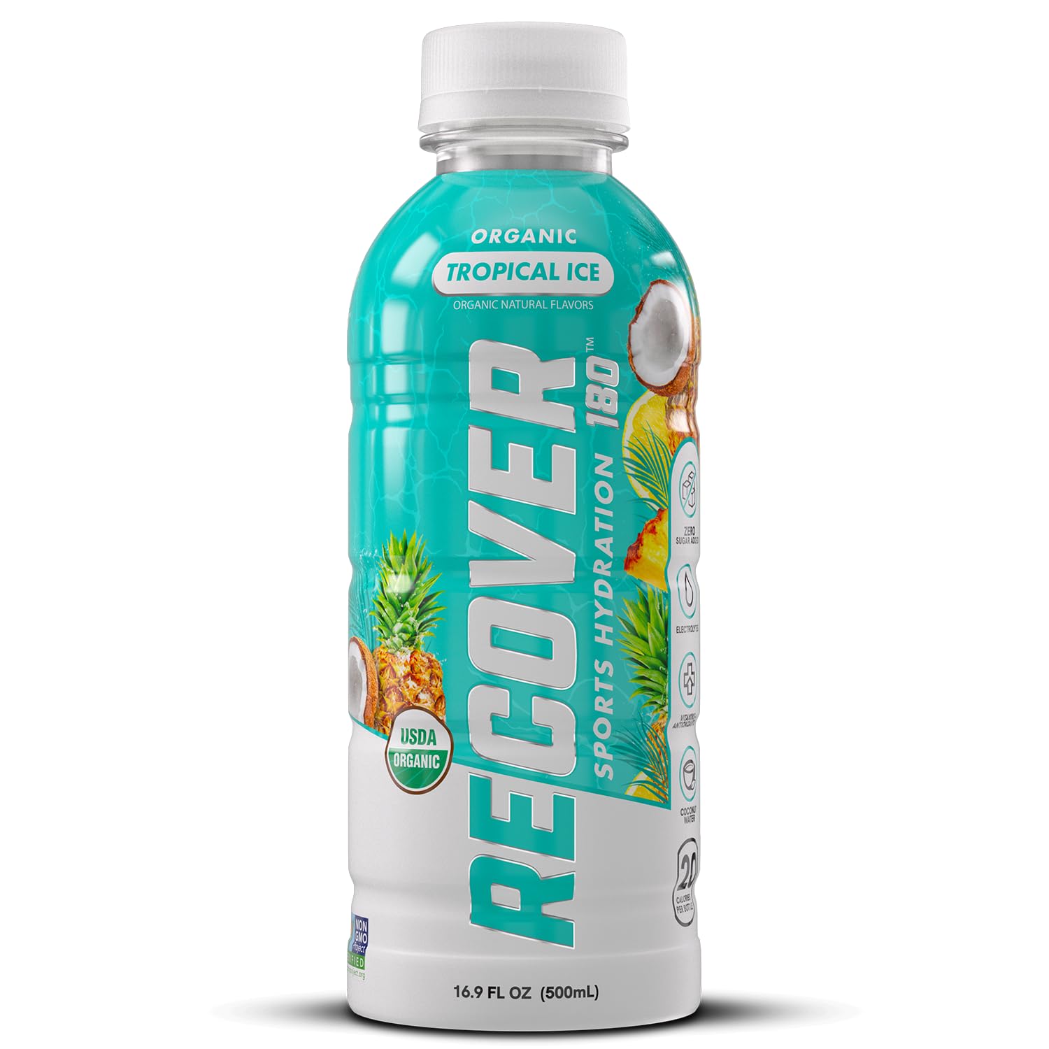 RECOV3R 180 botella en mano demostrando uso práctico tras ejercicio