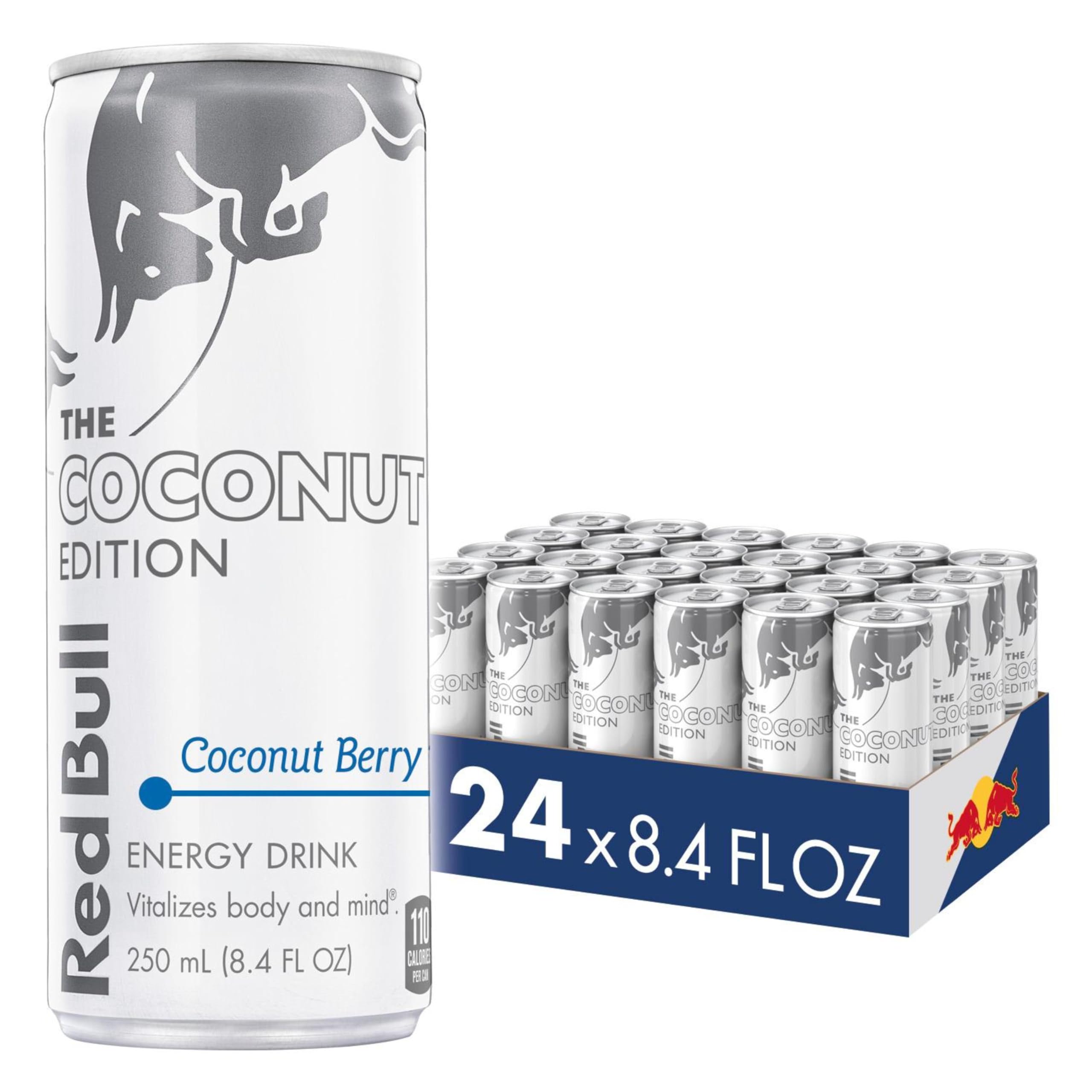 Red Bull lata Coconut Berry vista frontal mostrando el diseño y sabor