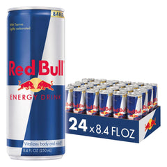 Red Bull lata frente mostrando logo y diseño, ideal para energía rápida
