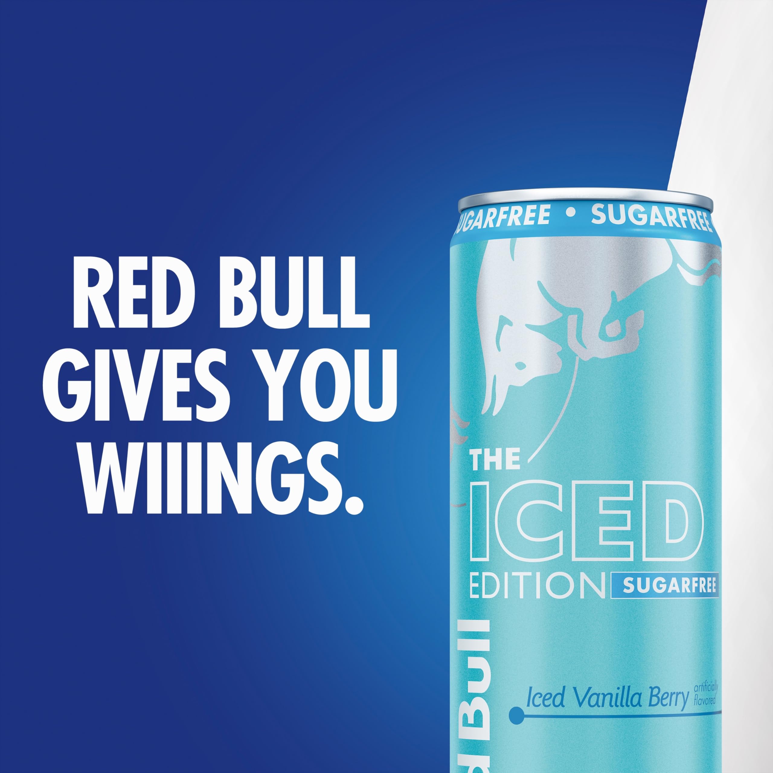 Red Bull Iced Vanilla Berry junto a objeto para comparar tamaño práctico