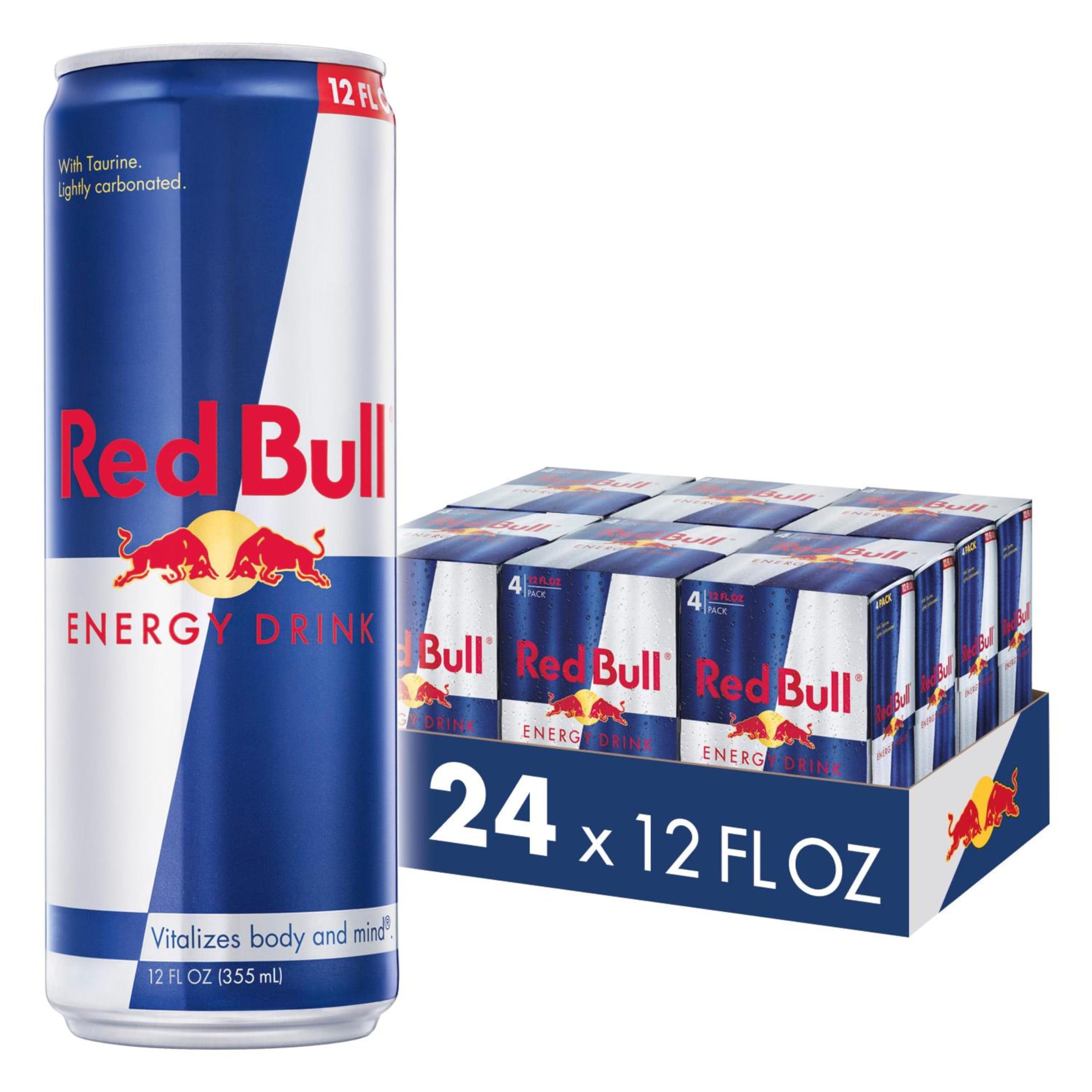 Red Bull lata frontal mostrando diseño y fácil transporte