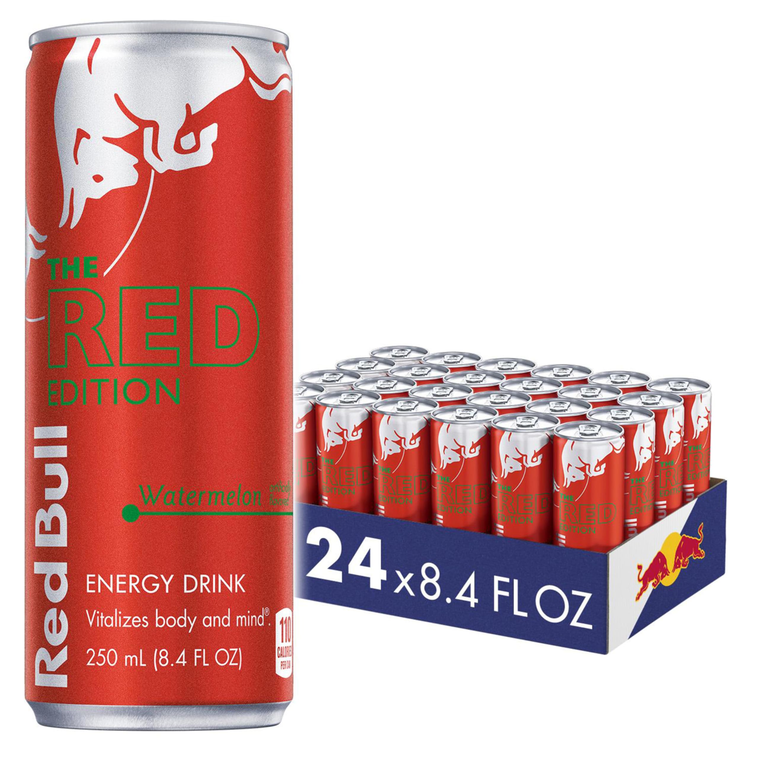 Red Bull Red Edition sandía frontal mostrando diseño y refresco