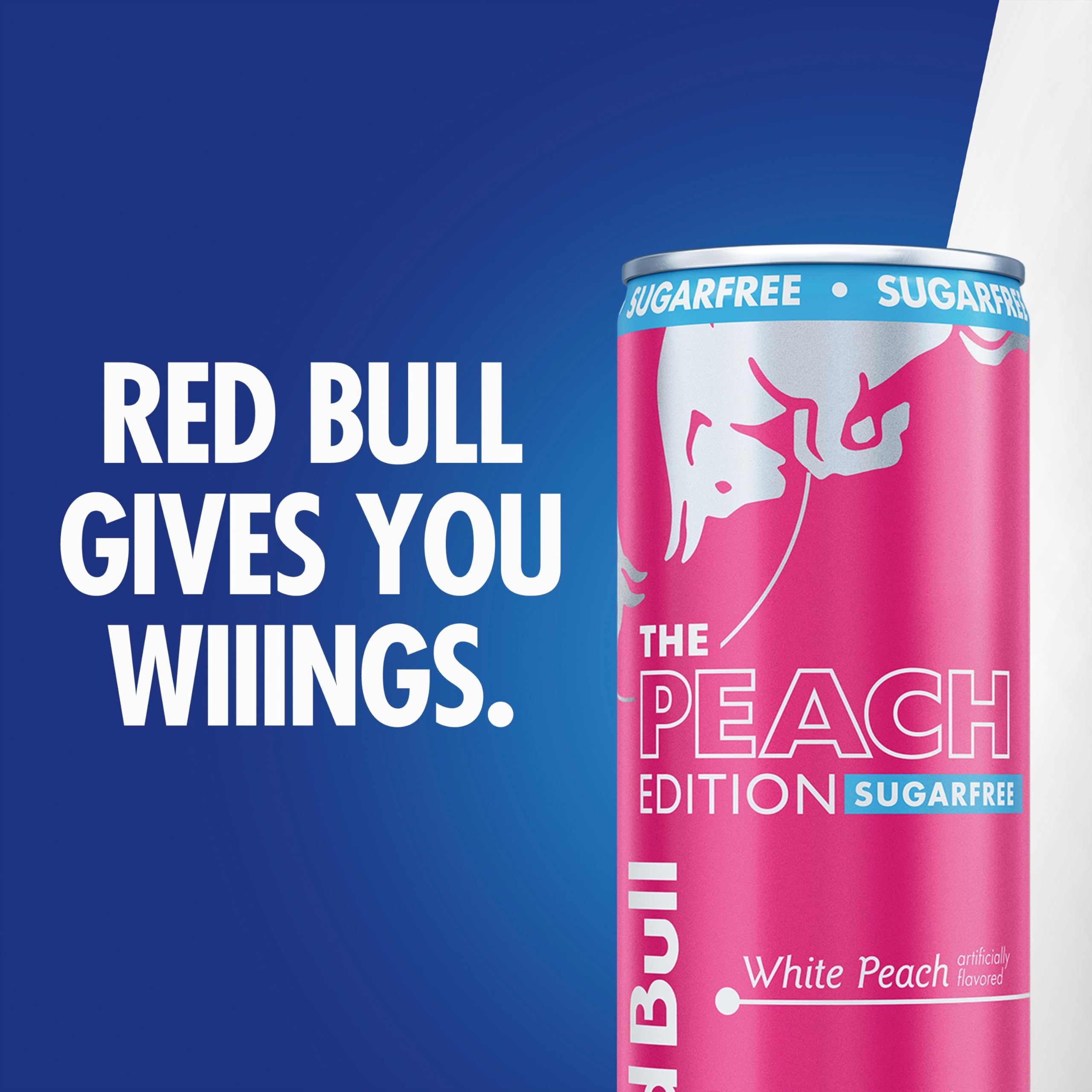 Red Bull White Peach etiqueta nutricional clara para información rápida
