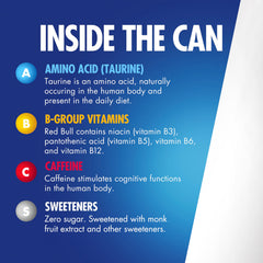 Red Bull etiqueta con ingredientes visibles y datos nutricionales