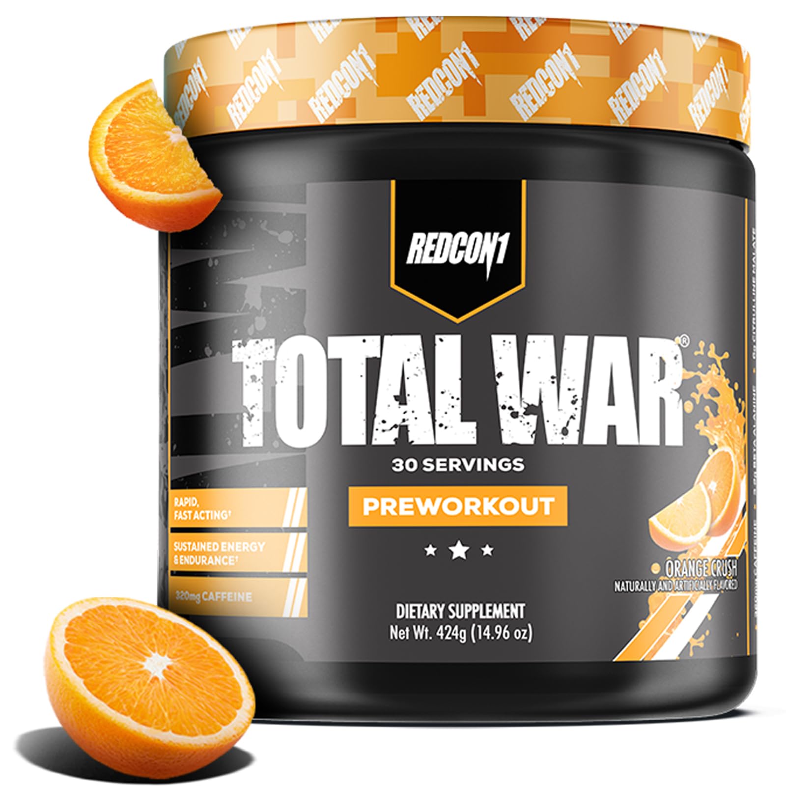 REDCON1 envase Total War frontal mostrando marca y sabor Orange Crush para identificar producto
