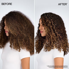 Redken etiqueta en primer plano que destaca fórmula sin sulfatos y pH equilibrado
