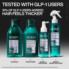 Redken aplicando champú en la ducha para una limpieza suave y equilibrada