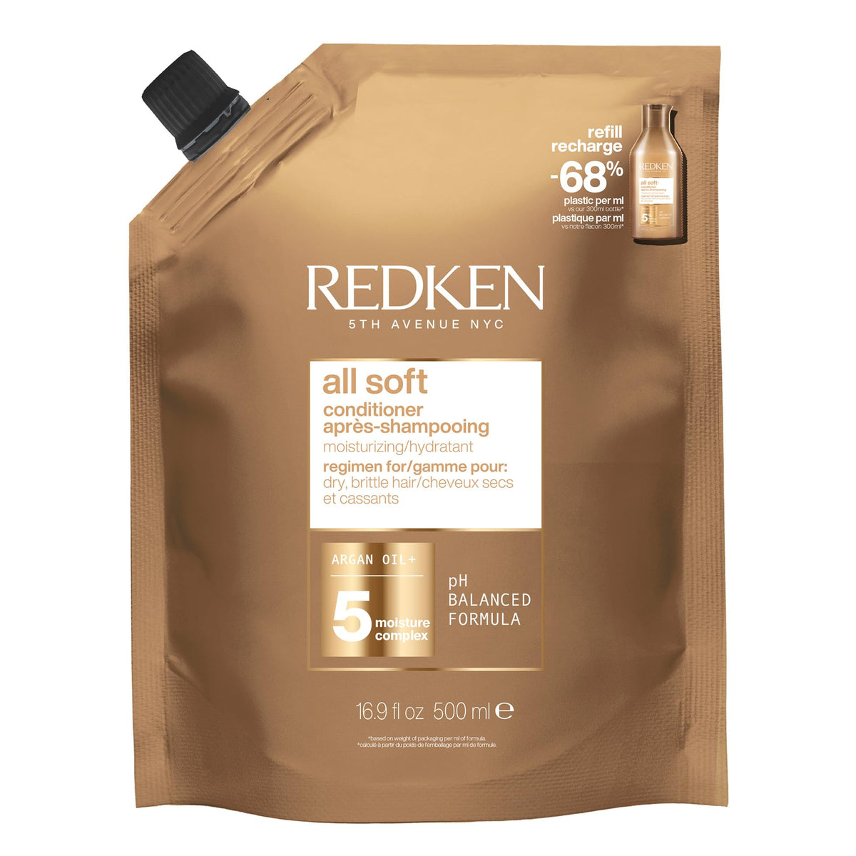 Redken envase frontal mostrando la marca y beneficio suavidad
