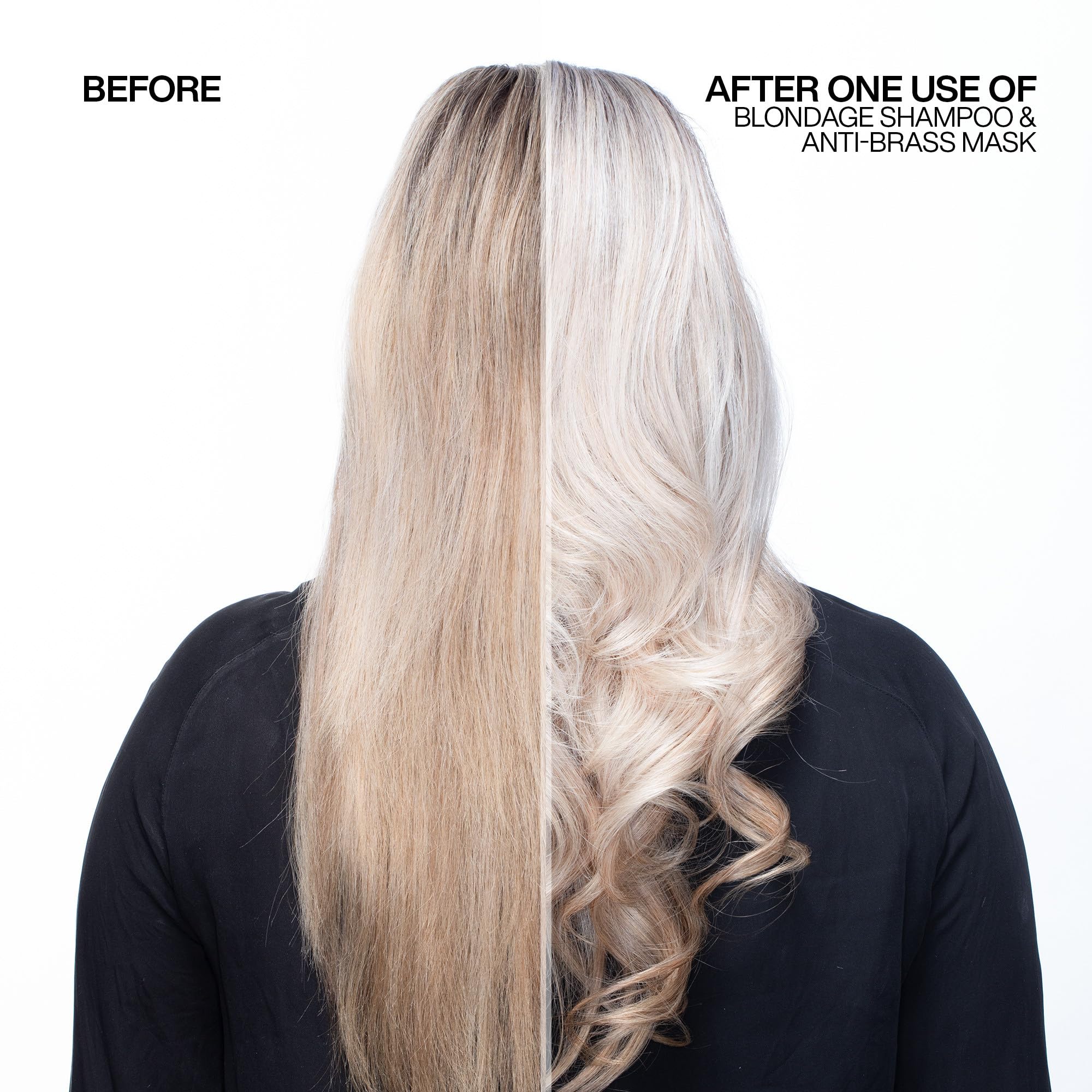 Redken Blondage aplicándose sobre cabello rubio para tonificar y neutralizar reflejos