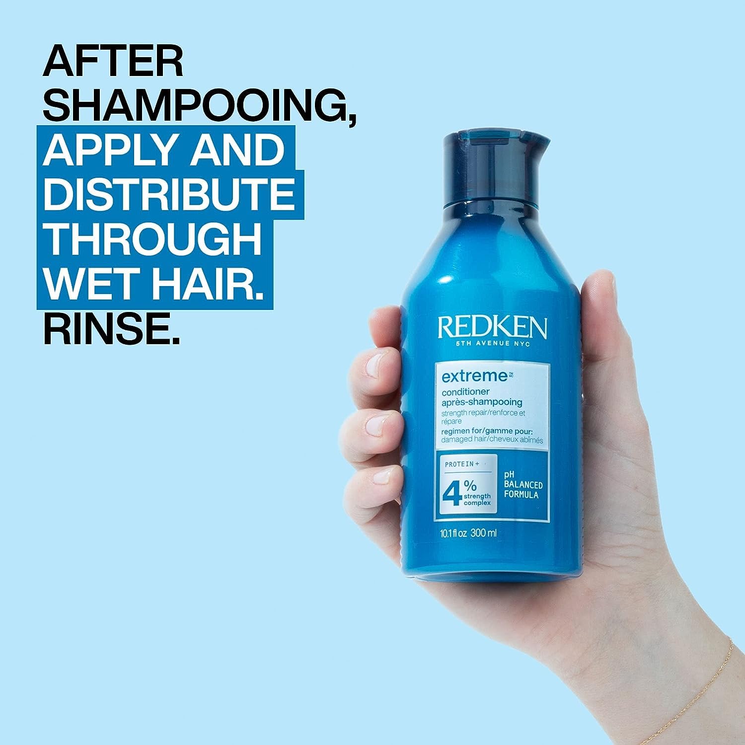 Redken etiqueta con ingredientes clave que aportan reparación