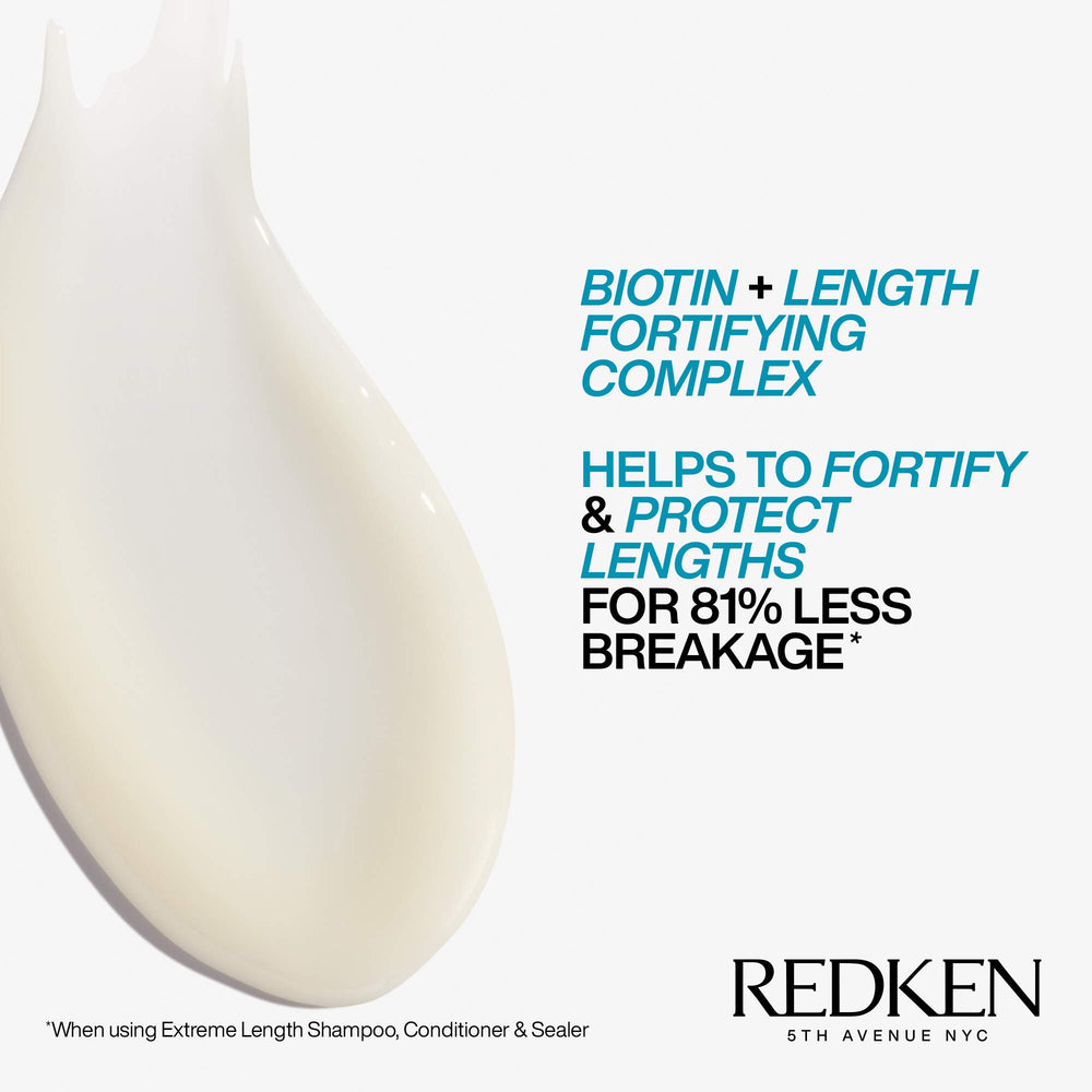 Redken detalle de etiqueta con biotina y proteína de soja, ingredientes clave