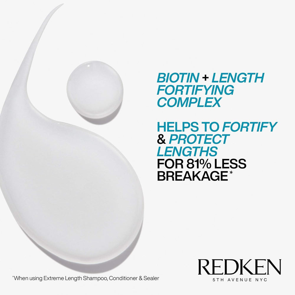 Redken etiqueta de ingredientes resaltando biotina y complejo fortalecedor