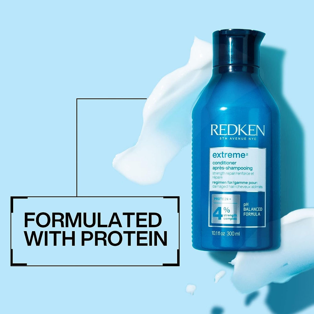 Redken tamaño 10.1 Fl Oz comparado con una mano para referencia