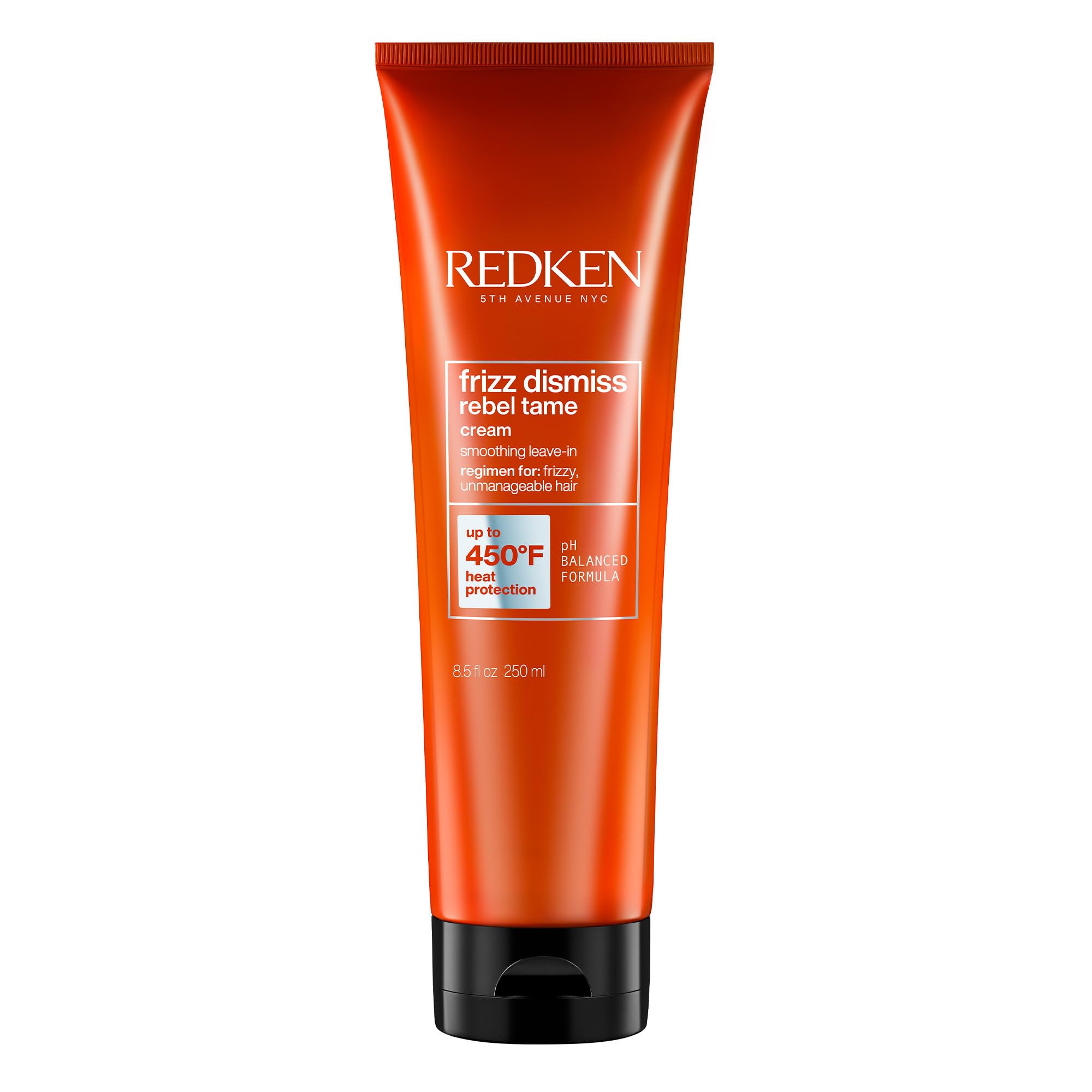 Redken Frizz Dismiss frente del envase mostrando marca y tamaño beneficia control frizz