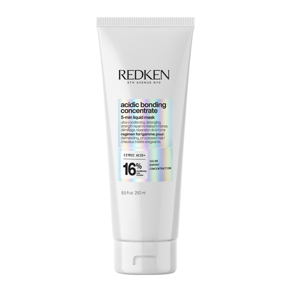 Redken mascarilla frontal mostrando envase y beneficios de reparación