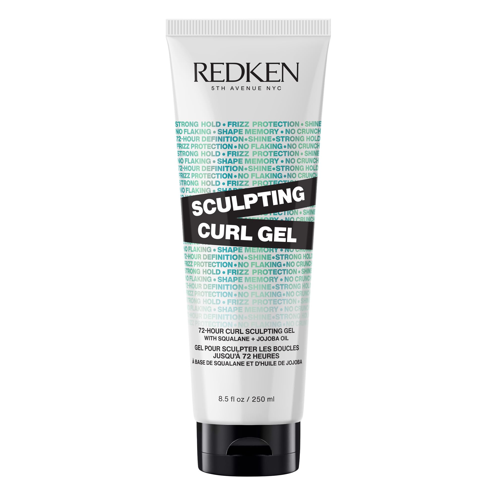 Redken gel en frente del envase mostrando diseño y fijación.