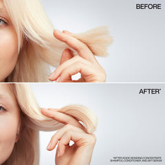 Redken sérum aplicado en cabello húmedo para reparación inmediata