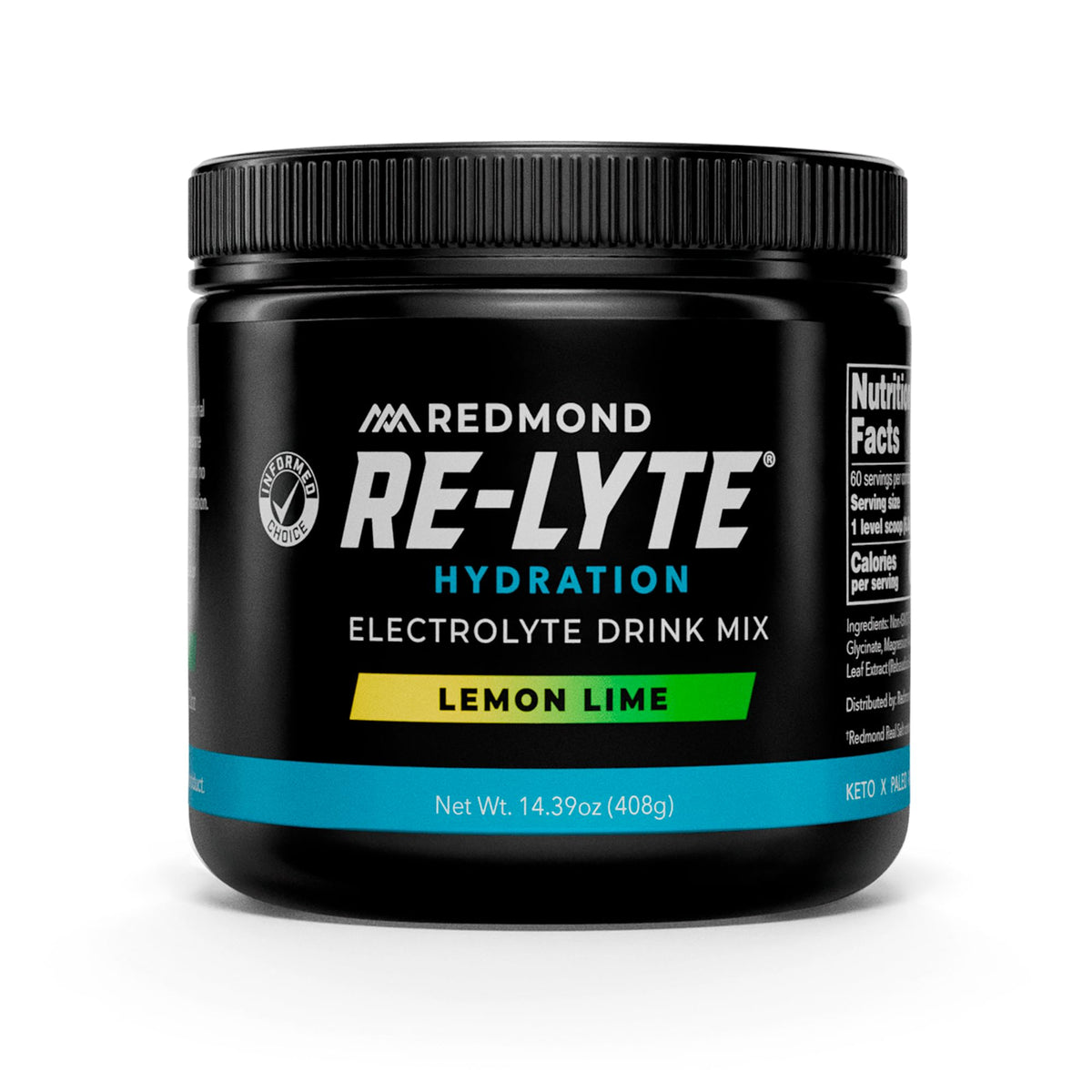 REDMOND empaque frontal Re-Lyte limón lima mostrando presentación y beneficios