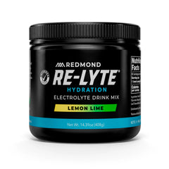 REDMOND empaque frontal Re-Lyte limón lima mostrando presentación y beneficios