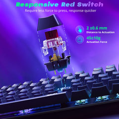 Redragon K671 closeup switch red hot‑swappable destacando tacto suave