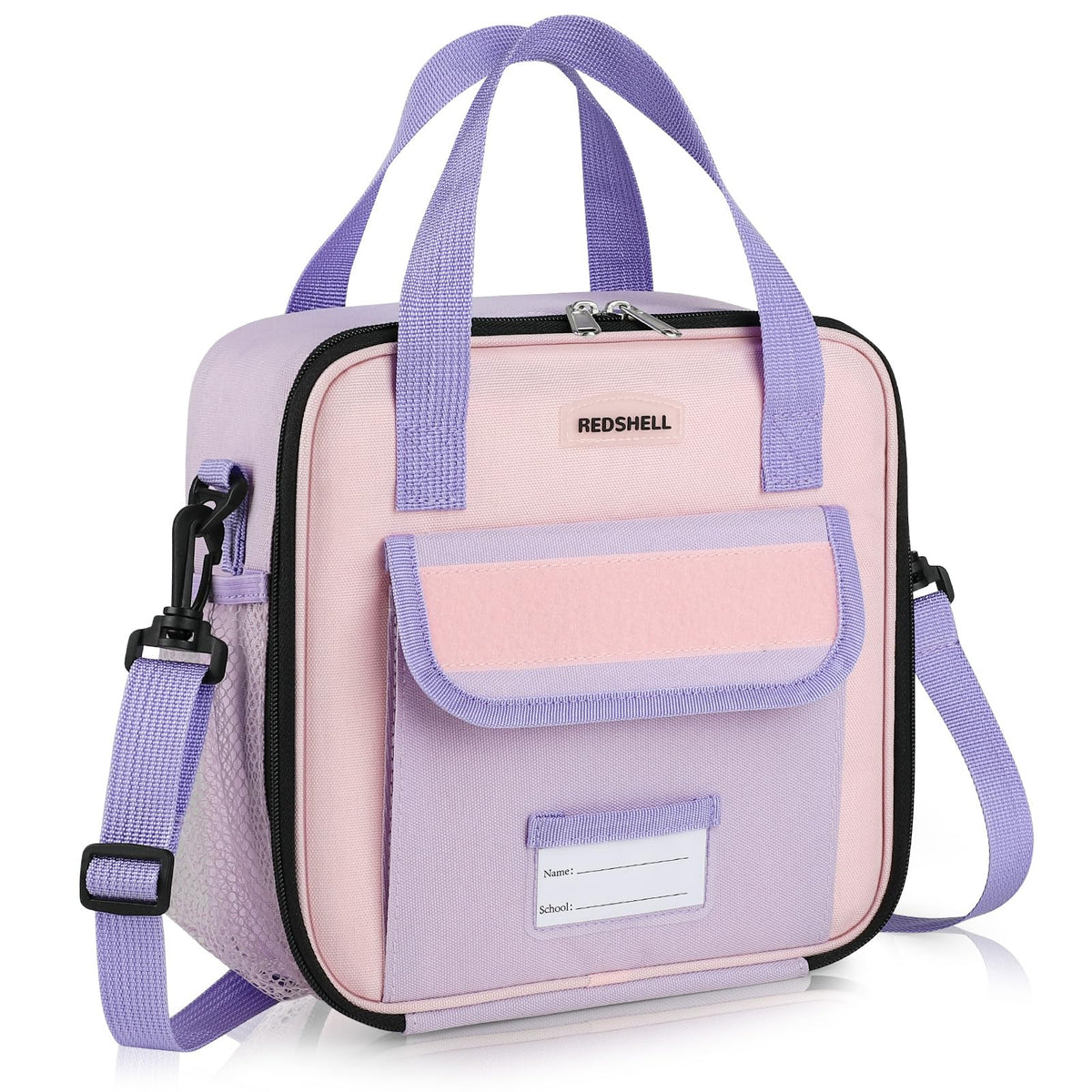 REDSHELL vista frontal de la bolsa morada mostrando diseño resistente