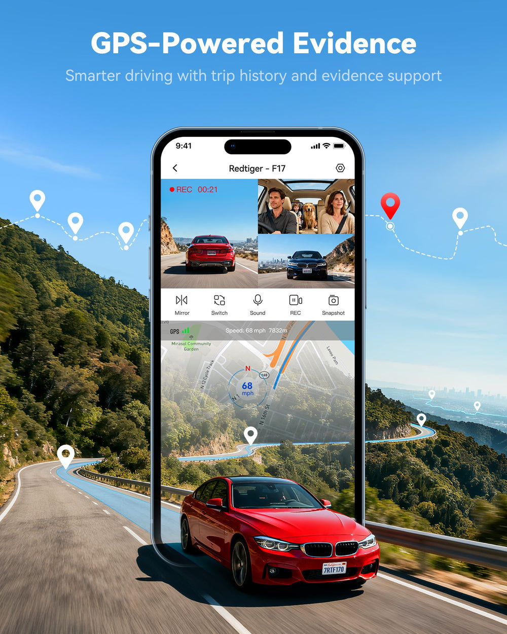 REDTIGER conexión Wi‑Fi 5 GHz y GPS para transferencias y geolocalización