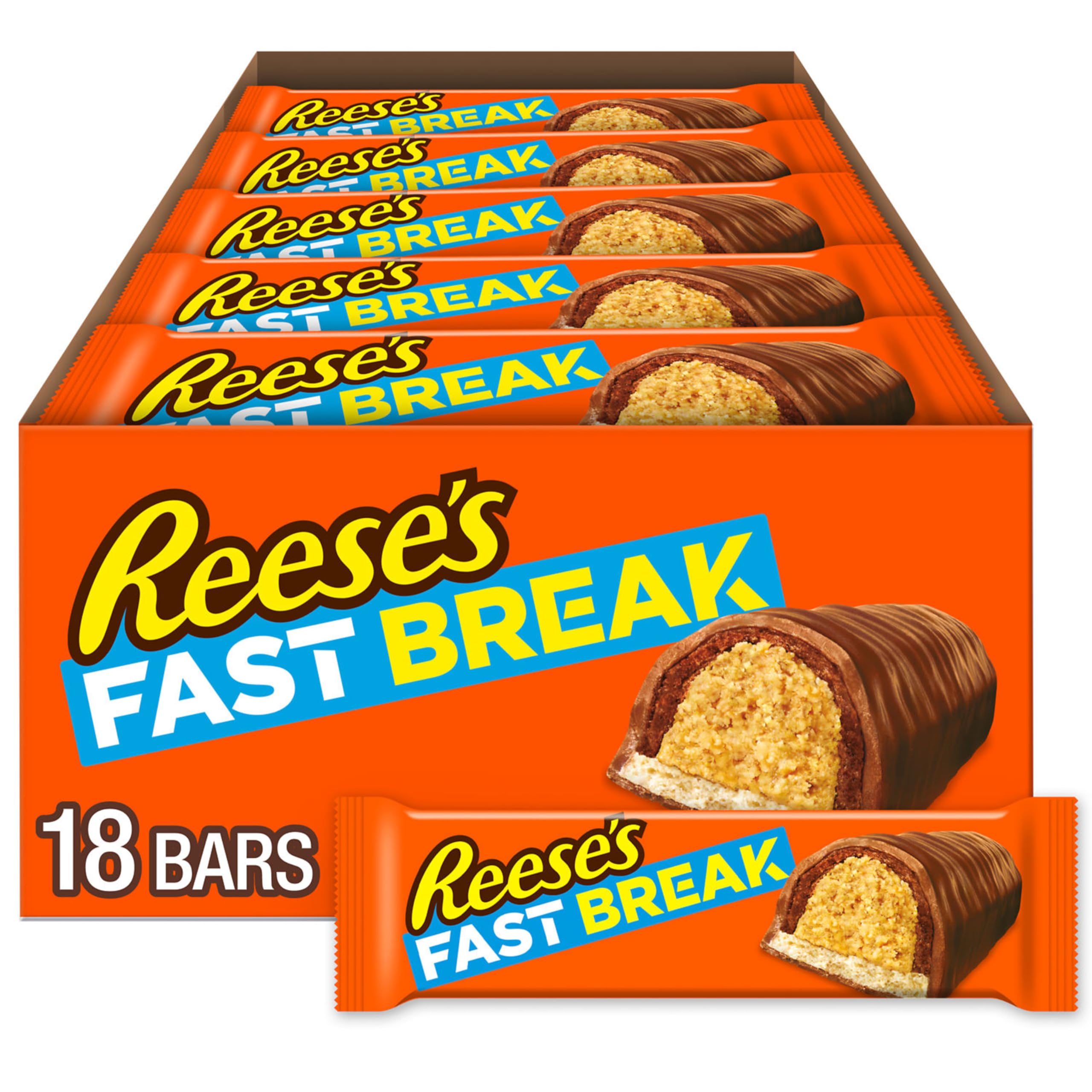 REESE'S frente del empaque mostrando caja de 18 unidades, ideal para compartir