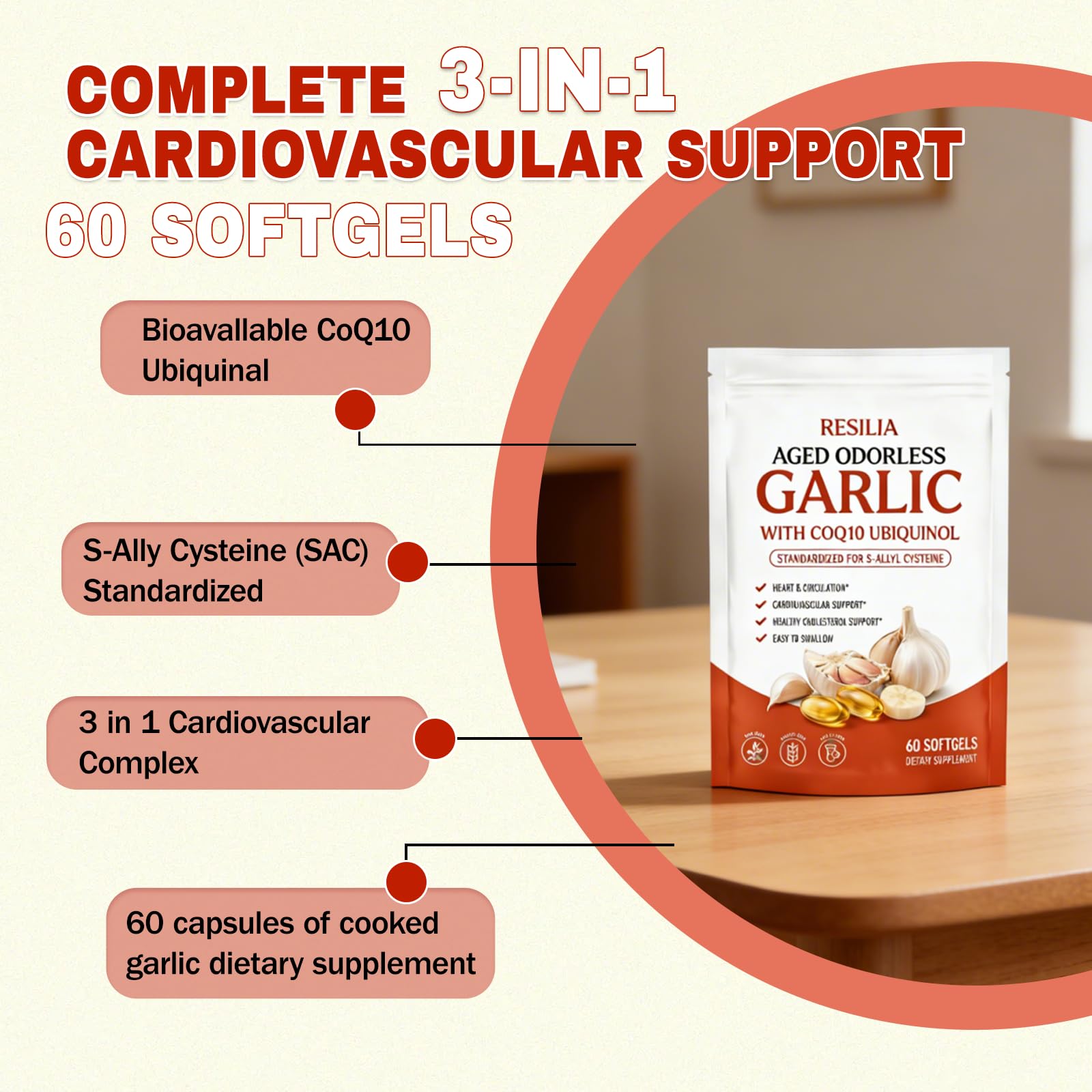 Refirm Resilia etiqueta nutricional mostrando dosis y CoQ10