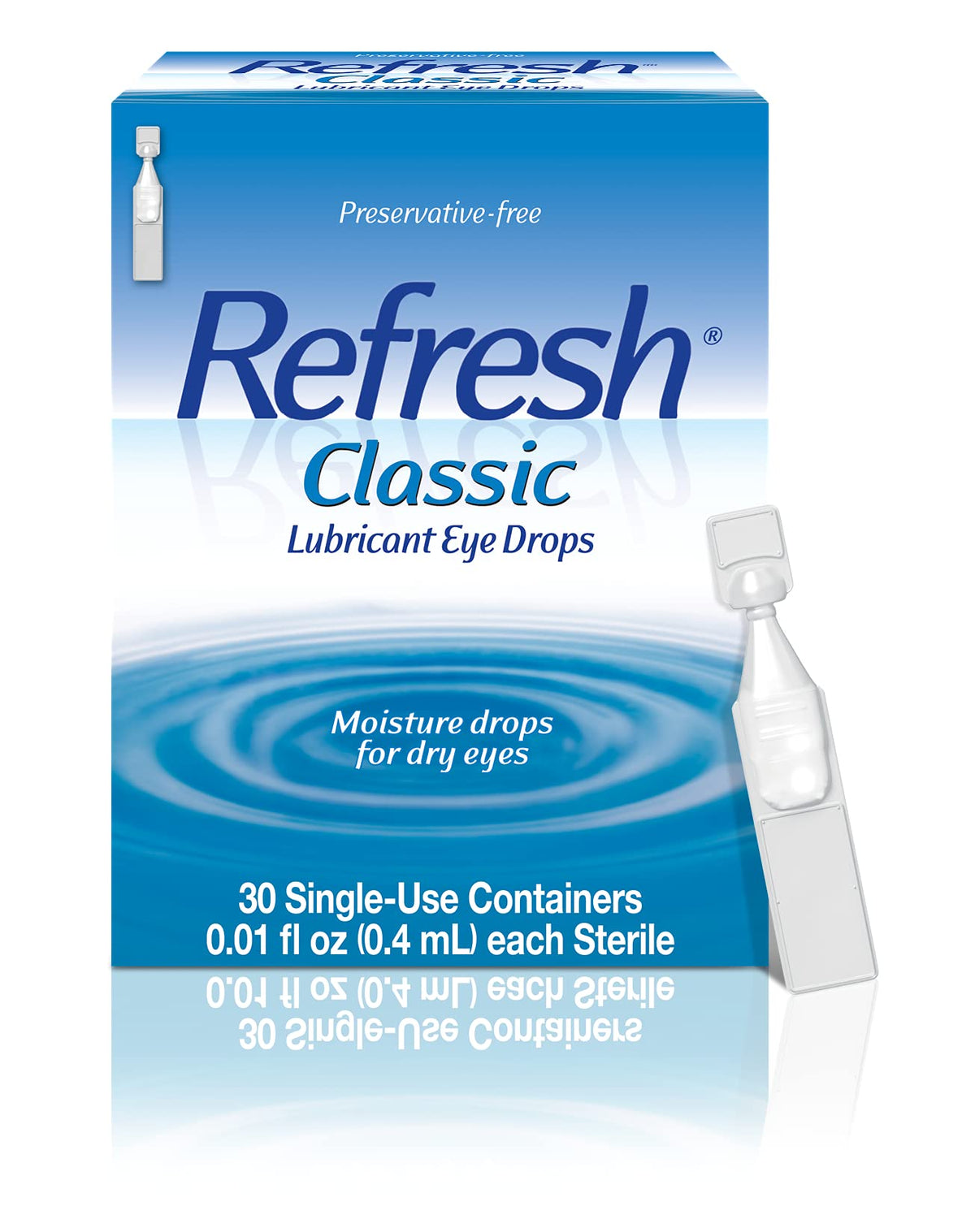 Refresh envase frontal con 30 viales mostrando portabilidad y confianza