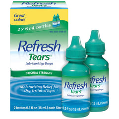 Refresh envase frontal pack de 2 mostrando tamaño y marca para alivio rápido