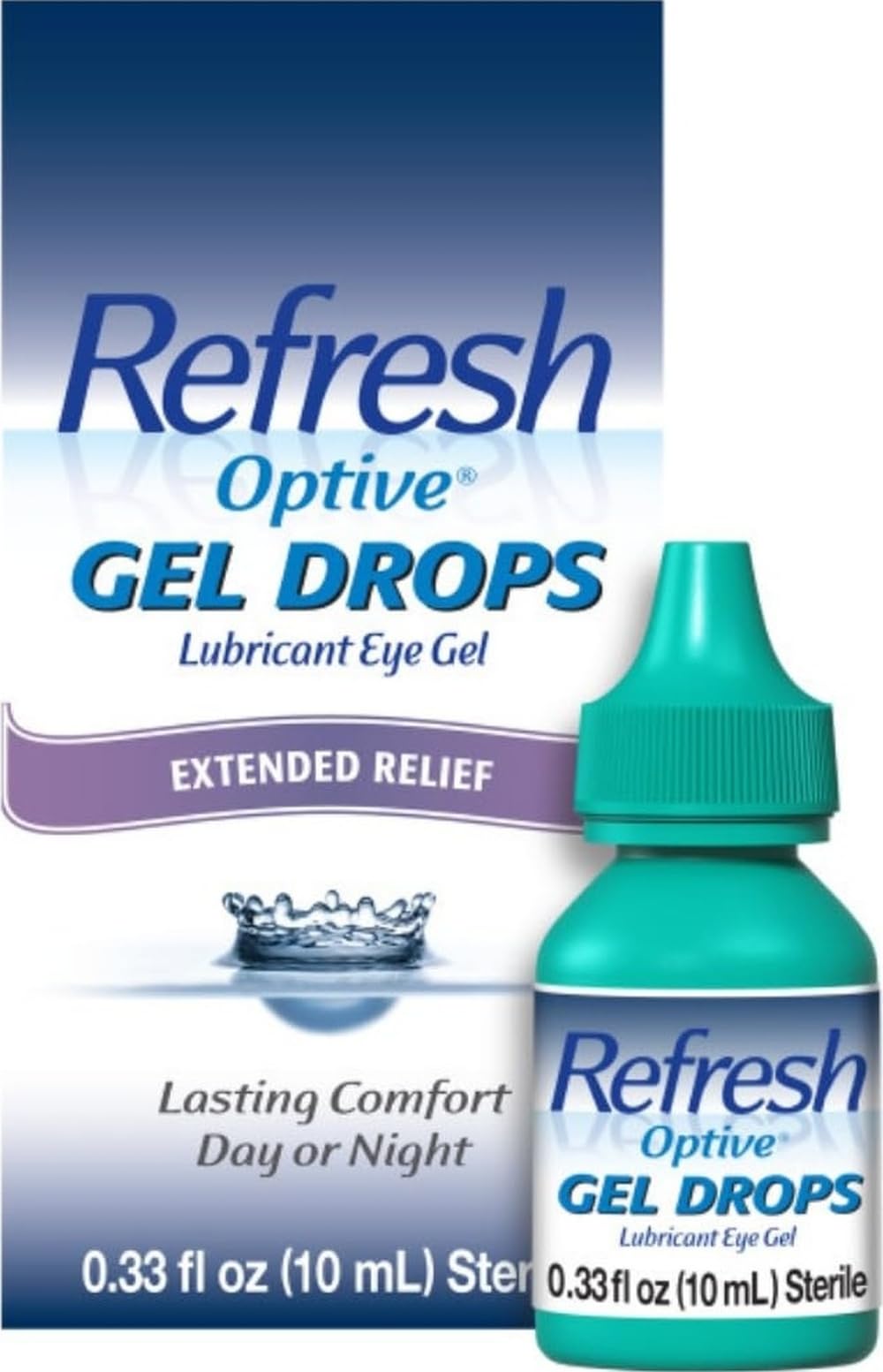 Refresh envase frontal del gel con etiquetado legible y presentación profesional