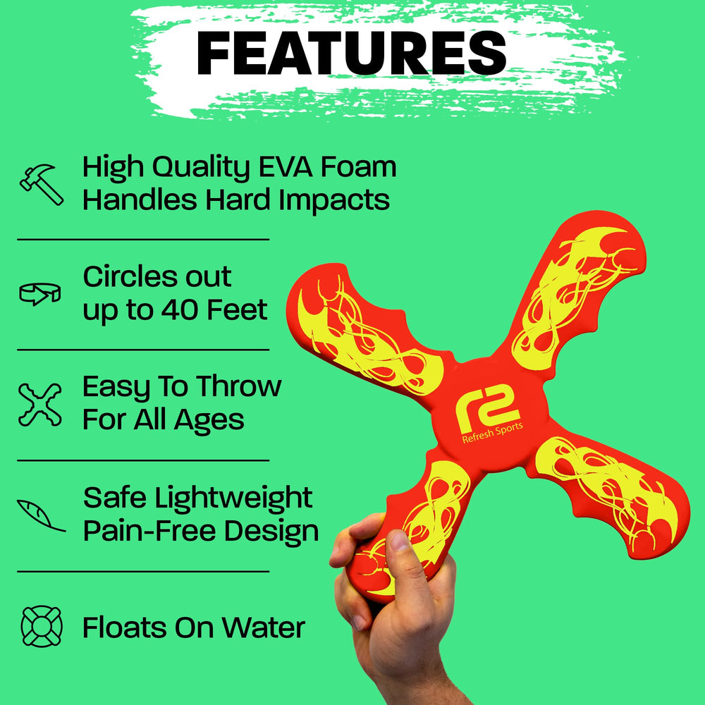 Refresh Sports boomerang en mano de niño para agarre cómodo y seguro