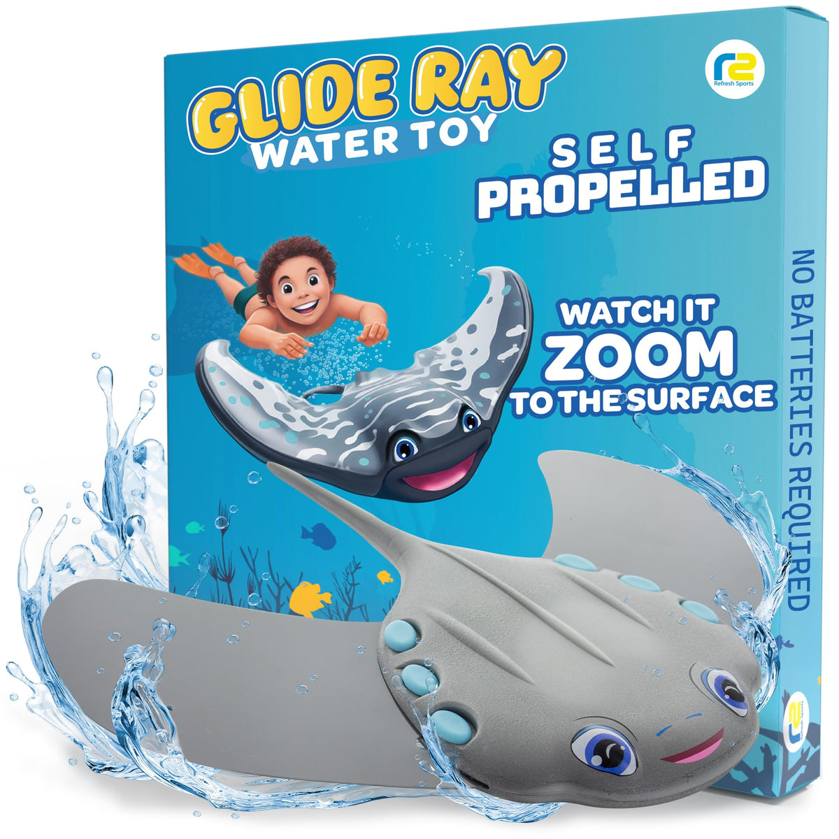 Refresh Sports glider ray vista frontal paquete mostrando diseño y diversión