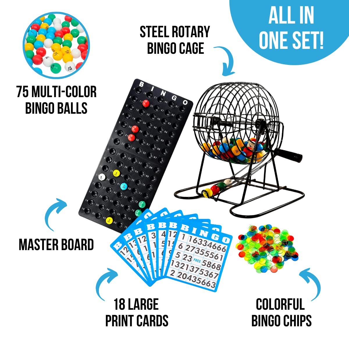 Regal Games large bingo cards and colorful chips flatlay for clear marking and visibility